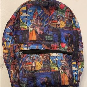 Hot Topic Beauty and the Beast stained glass backpack